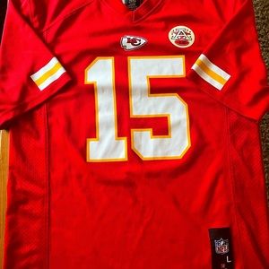 Youth size Large Patrick Mahomes football jersey.